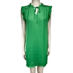 JOIE Flowy Ruffles Shoulder Sheat Green Sleeveless Summer Dress sz S